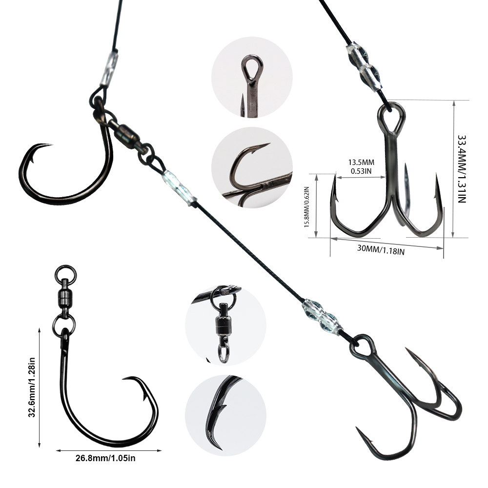 ZYZHE 1/3/5pcs Stinger Rigs Li - Fishing Hook Circle recension och pris
